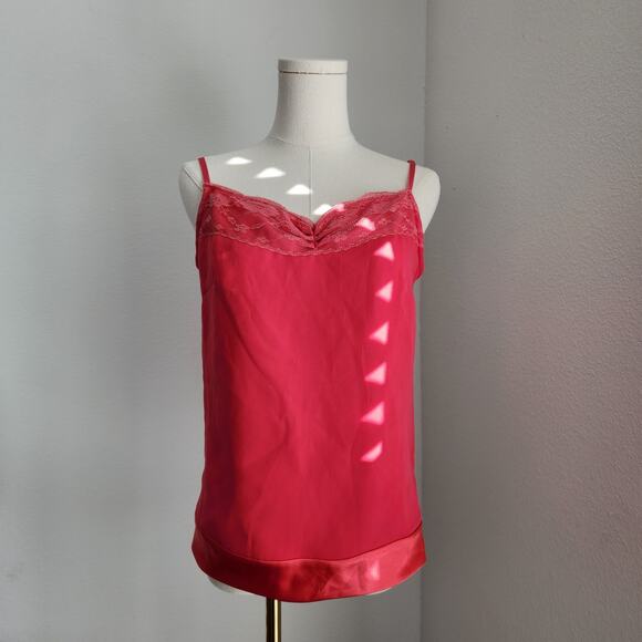 Vintage Aura by Wrangler Hot Pink Lace Cami Tank Top S - Picture 1 of 10
